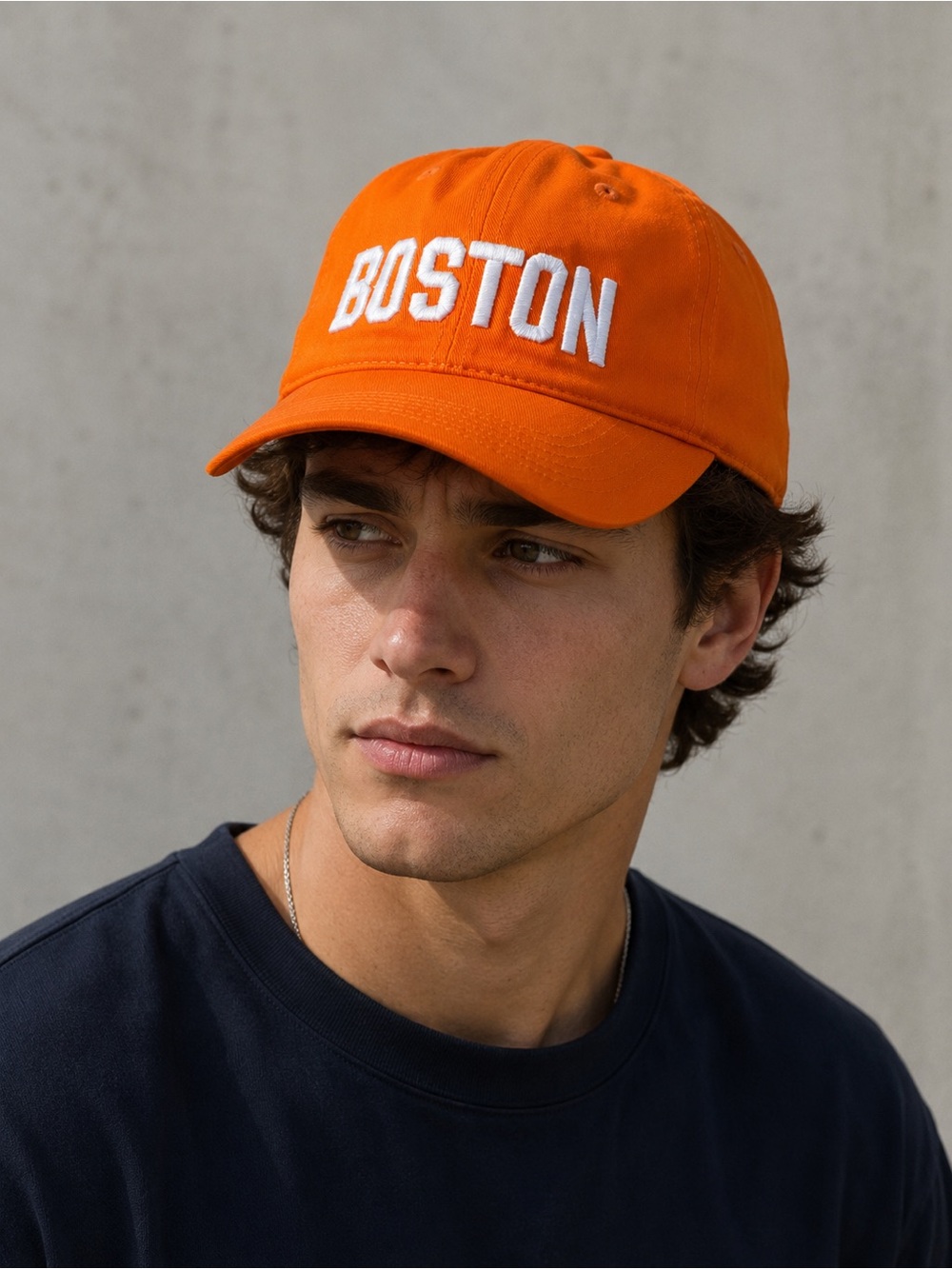 Boston‎ Orange Embroidered Dad Hat Baseball Cap